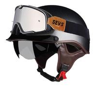 Casque Demi Coque pour Motorcycle avec visière Tea Mirror Lunettes pour Aventure Tourisme Course Casques pour Moto Scooter Sécurité Classique Matériau ABS
