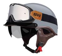 Casque Demi Coque pour Motorcycle avec visière Tea Mirror Lunettes pour Aventure Tourisme Course Casques pour Moto Scooter Sécurité Classique Matériau ABS