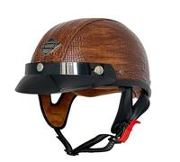Casque Demi Coque Vintage avec visière en Cuir PU légers Casques de Moto de Conversion Cruiser en ABS à la Mode et Confortables