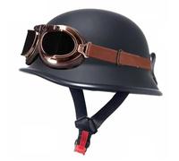 Casque Demi Jet de Style Allemand pour Motorcycle et Scooter Casques Vintage avec Lunettes de Protection pour Adultes Conduite sur Route café Racer Moto Cruiser homologué pour la Route