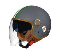 Casque Demi Jet Motorcycle pour Adulte adapté aux trajets Quotidiens à la Construction au Skateboard Casques Moto Double Miroir en ABS Gris M/57-58cm