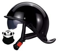 Casque Demi-Jet rétro pour Moto, Casque de Scooter/Moto Design Queue d'hirondelle avec visière, jugulaire réglable à dégagement Rapide, homologué Dot/ECE pour Cruisers et Choppers C,L(57~58cm)