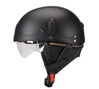 Casque Demi-Jouet Scooter Moto en Cuir Rétro À Style Allemand - Léger Et Retro À Visage Ouvert, Adulte Unisexe, Certifié ECE, Matière ABS - Adapte Aux Mopeds, Cruisers Et Choppers.(1,L=58-59CM)