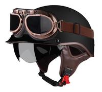 Casque Demi Ouverts pour Motorcycle Casques de sécurité pour Moto d'extérieur avec visière Tea Mirror Lunettes pour Adultes Véhicules de Conversion Scooter