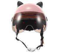 Casque Demi-Visage Chat Oreilles, Abs, Visière Courte | 1 Pièce, Jugulaire Réglable, Protège des Yeux Soleil et Poussière, Usage Extérieur
