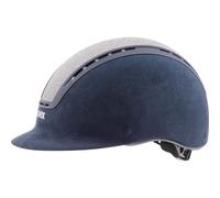 Casque d'équitation Uvex suxxeed glamour blue-silver cristaux bleu argent imitation velours avec paillettes, taille:S