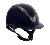 Casque d'équitation visière polo avec coque brillante femme Equestro Apocalypse Bleu L (58/60 cm)