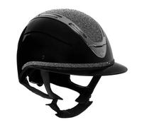 Casque d'équitation visière polo avec diamants et coque brillante femme Equestro Apocalypse Noir S (52/54 cm)