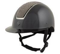 Casque d'équitation visière polo BR Equitation Omega Glamourous Glossy Noir 55/57