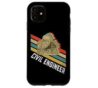 Casque d'ingénieur Civil rétro à Rayures Vintage Coque pour iPhone 11