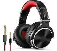 Casque DJ Filaire Pro-10 - Hi-Res Audio Extra Basse, Micro Intégré, Léger & Pliable, Share-Port, 2 Câbles - Pour PC/Studio (Rouge)