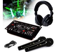 Casque DJ Sono + table de mixage DJ21-USB-MKII IBIZA Sound + 2 Micros Dynamiques Noir