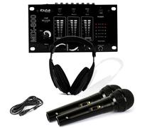 Casque Dj Sono + table de mixage MIX-800 IBIZA + 2 Micros Dynamiques Noir