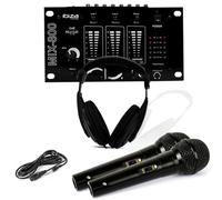 Casque Dj Sono + table de mixage MIX-800 IBIZA + 2 Micros Dynamiques Noir