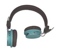 Halterrego Casque DOUBLE H. Bluetooth et filaire, lecteur Mini-SD, marron/bleu
