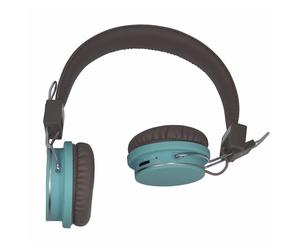 Casque DOUBLE H. marron/blue, bluetooth/fil, fonction tél, Lect.Mini-SD
