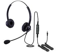 Casque duo compatible avec Aastra Alcatel Lucent AudioCodes Avaya BT Digium Ericsson-LG Fanvil Gigaset LG-Nortel VoIP Phone Micro antibruit Clear HD Sound Office Home Call Centre EAR308D QD002P