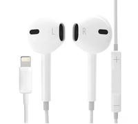 Casque écouteurs filaires Lightning 8pin - compatible Apple iPhone - blanc Étiquette