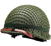 Casque en Acier de Casque américain M1 de WW2 Vert, Casque d'imitation d'équipement Militaire de la Seconde Guerre Mondiale avec Bouclier de Maille