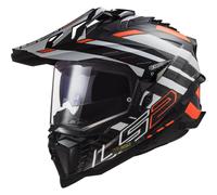 Casque Enduro Dual Road LS2 MX701 EXPLORER CARBON Edge Noir Brillant Orange Fluo