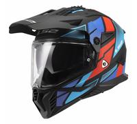 Casque Enduro Dual Road LS2 MX702 PIONEER II BLOCK Noir Rouge Bleu