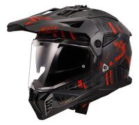 Casque Enduro Dual Road LS2 MX702 PIONEER II Crazy Noir Mat Gris Rouge