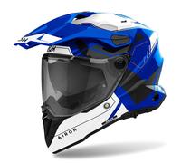 Casque Enduro Dual Route AIROH Commander 2 Reveal Blanc Bleu Brillant