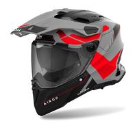 Casque Enduro Dual Route AIROH Commander 2 Reveal Gris Rouge Fluo Mat