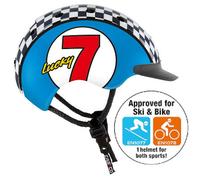 Casque enfant cyclisme et ski - Mini 2 Luck 7 bleu Casco ( Bleu avec motif en damiers / S )