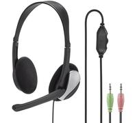 Casque Essential Hs 200"" Avec Microphone (Ultra-Léger,Oreillettes Rembourrées,Casque Stéréo,Chaîne Stéréo,Réglage Du Volume Sur Le Câble,Longueur De Câble De 2 M,Prise Jack 3,5 Mm) Noir