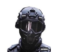 Casque et Masque Intégral Mich Airsoft, avec Rail latéral et Support NVG avec Lunettes Amovibles et Réglables Casque Militaire