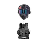 Casque Et Masque Mich Airsoft avec visière Anti - Buée Amovible Masque Tactique Complet De Protection, Gilet Tactique Réglable Outdoor Ultra Léger Et Respirant Training Airsoft Vest Kit