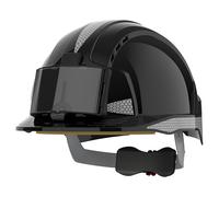 Casque evolite noir porte badge et bande retro gris JSP