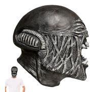 Casque extraterrestre en latex pour homme - Visage complet avec look de lettrage | Accessoire de costume d'horreur pour Halloween, soirée cosplay, jeu de rôle effrayant et décorations de fête de soin