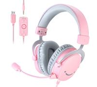 Casque FIFINE,prise 3.5mm et téléphone de sauna USB avec son surround 7.1/volum contral/interrupteur muet pour PC/discrex//PS5 Mixer-H9 - Type Rose