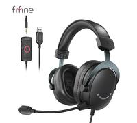 Casque FIFINE, prise jack 3,5 mm et casque USB avec son surround 7.1/contrôle du volume/bouton de sourdine pour PC/MAC/PS4/PS5 Mixer-H9 Rose
