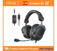 Casque FIFINE, prise Jack 3.5mm et casque USB avec son Surround 7.1/contral de volume/interrupteur muet pour PC/MAC/PS4/PS5 Mixer-H9 noir