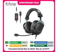 Casque FIFINE, prise Jack 3.5mm et casque USB avec son Surround 7.1/contral de volume/interrupteur muet pour PC/MAC/PS4/PS5 Mixer-H9 noir