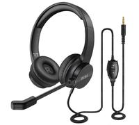 Casque filaire avec microphone 3,5 mm sur l'oreille Gaming Headset Gamer pour PC/PS4/Xbox Call Center/Traffic/Ordinateur Casque, Noir