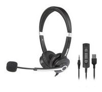 Casque filaire Hamlet HHEADM-UJS USB Type A noir centre d’appels Noir