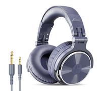 Casque Filaire HIFI Bass Pilotes 50MM Réduction du Bruit Pliable 3.5MM 6.35MM Over-Ear Studio DJ Gaming Headset avec Micro,Bleu Gris