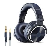 Casque Filaire HIFI Bass Pilotes 50MM Réduction du Bruit Pliable 3.5MM 6.35MM Over-Ear Studio DJ Gaming Headset avec Micro,Bleu Foncé