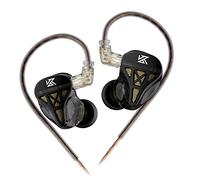 Casque filaire, KZ DQS HiFi Pilotes dynamiques IEM, écouteurs de jeu KZ, basses 2 broches 3,5 mm, casque intra-auriculaire pour le sport, les chanteurs (noir, sans micro)