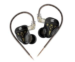 Casque filaire, KZ DQS HiFi Pilotes dynamiques IEM, écouteurs de jeu KZ, basses 2 broches 3,5 mm, casque intra-auriculaire pour le sport, les chanteurs (noir, sans micro)