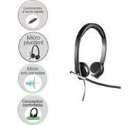 Casque - Filaire - Logitech - H650E - USB - Micro stéréo - Noir