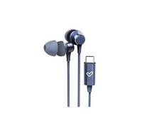 Casque filaire métallisé de type C - Microphone - Contrôleur 3 boutons - Etui de transport - Couleur bleue