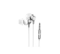 Casque Filaire Métallisé - Microphone Intégré - Contrôle du Volume - Couleur Blanc