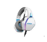 Oniverse Casque gaming Nebula – Stéréo filaire, micro réglable, LED, 50mm – Arctic White/Blanc