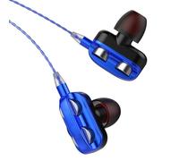 Casque filaire quadricœur 3,5 mm double dynamique intra-auriculaire filaire basse HiFi casque stéréo écouteurs musique jeu