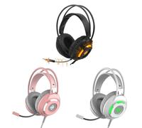 Casque filaire USB 3,5 mm casque antibruit de jeu stéréo avec unité de pilote micro 50 mm, Rose